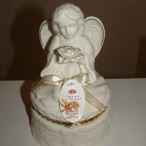 Ceramic Angel Figurine Trinket Box